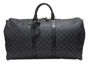 LOUISVUITTON ルイヴィトン キーポルバンドリエール55 ボストンバッグ N41413 ダミエグラフィット キャンバス ブラック 美品 中古 4b005166
