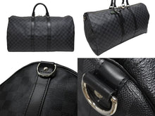 Load image into Gallery viewer, LOUISVUITTON ルイヴィトン キーポルバンドリエール55 ボストンバッグ N41413 ダミエグラフィット キャンバス ブラック 美品 中古 4b005166