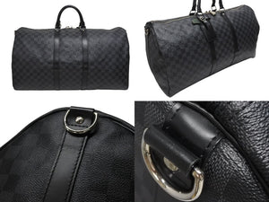 LOUISVUITTON ルイヴィトン キーポルバンドリエール55 ボストンバッグ N41413 ダミエグラフィット キャンバス ブラック 美品 中古 4b005166