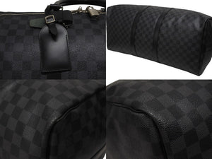 LOUISVUITTON ルイヴィトン キーポルバンドリエール55 ボストンバッグ N41413 ダミエグラフィット キャンバス ブラック 美品 中古 4b005166