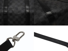 Load image into Gallery viewer, LOUISVUITTON ルイヴィトン キーポルバンドリエール55 ボストンバッグ N41413 ダミエグラフィット キャンバス ブラック 美品 中古 4b005166