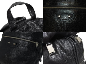 極美品 BALENCIAGA バレンシアガ クラシックトラベラー バックパック リュックサック 340138 レザー ブラック 中古 4b005167