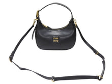 Load image into Gallery viewer, 極美品 MIUMIU ミュウミュウ ショルダーバッグ ハンドバッグ ホーボー 2way 5BC161 レザー ブラック ゴールド金具 中古 4b005170