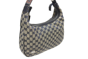 GUCCI グッチ ショルダーバッグ ワンショルダーバッグ 145757 002058 GGキャンバス レザー ベージュ ネイビー レッド 美品 中古 4b005171
