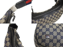 Load image into Gallery viewer, GUCCI グッチ ショルダーバッグ ワンショルダーバッグ 145757 002058 GGキャンバス レザー ベージュ ネイビー レッド 美品 中古 4b005171