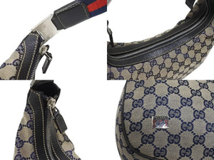 GUCCI グッチ ショルダーバッグ ワンショルダーバッグ 145757 002058 GGキャンバス レザー ベージュ ネイビー レッド 美品 中古 4b005171
