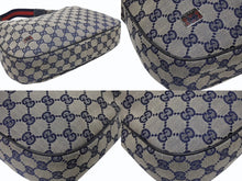 Load image into Gallery viewer, GUCCI グッチ ショルダーバッグ ワンショルダーバッグ 145757 002058 GGキャンバス レザー ベージュ ネイビー レッド 美品 中古 4b005171