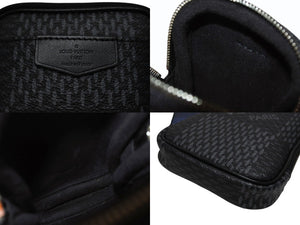 LOUIS VUITTON ルイヴィトン ダミエグラフィット 3D モジュラブルポーチ ショルダーバッグ N60447 ブラック グレー ブルー シルバー金具 美品 中古 4b005172
