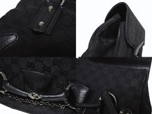 Load image into Gallery viewer, GUCCI グッチ ハンドバッグ トートバッグ ヴィンテージ 120982 002058 GGキャンバス レザー ブラック シルバー金具 良品 中古 4b005174