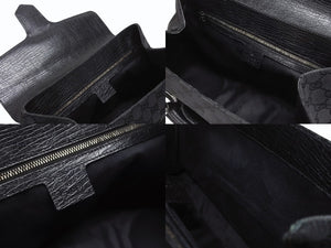 GUCCI グッチ ハンドバッグ トートバッグ ヴィンテージ 120982 002058 GGキャンバス レザー ブラック シルバー金具 良品 中古 4b005174