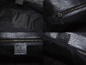 GUCCI グッチ ハンドバッグ トートバッグ ヴィンテージ 120982 002058 GGキャンバス レザー ブラック シルバー金具 良品 中古 4b005174