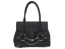 Load image into Gallery viewer, GUCCI グッチ ハンドバッグ トートバッグ ヴィンテージ 120982 002058 GGキャンバス レザー ブラック シルバー金具 良品 中古 4b005174