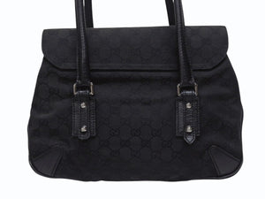GUCCI グッチ ハンドバッグ トートバッグ ヴィンテージ 120982 002058 GGキャンバス レザー ブラック シルバー金具 良品 中古 4b005174