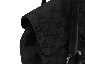 GUCCI グッチ ハンドバッグ トートバッグ ヴィンテージ 120982 002058 GGキャンバス レザー ブラック シルバー金具 良品 中古 4b005174