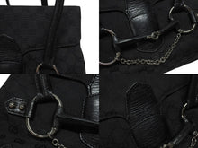 Load image into Gallery viewer, GUCCI グッチ ハンドバッグ トートバッグ ヴィンテージ 120982 002058 GGキャンバス レザー ブラック シルバー金具 良品 中古 4b005174