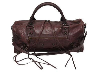 BALENCIAGA バレンシアガ ザ･ツィギー 2WAY ショルダーバッグ ボルドー レザー ハンドバッグ 旅行バッグ 128523 美品 中古 4b005177