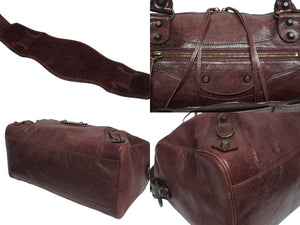 BALENCIAGA バレンシアガ ザ･ツィギー 2WAY ショルダーバッグ ボルドー レザー ハンドバッグ 旅行バッグ 128523 美品 中古 4b005177