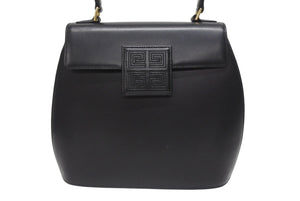 GIVENCHY ジバンシー レザー 初期 ケリー型 ハンドバッグ ブラック 黒 ゴールド金具 ロゴ ステッチ 手持ち 鞄 美品 中古 4b005178