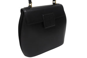 GIVENCHY ジバンシー レザー 初期 ケリー型 ハンドバッグ ブラック 黒 ゴールド金具 ロゴ ステッチ 手持ち 鞄 美品 中古 4b005178