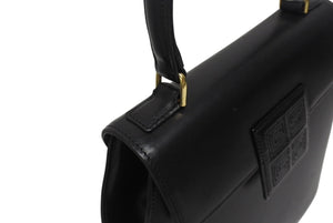 GIVENCHY ジバンシー レザー 初期 ケリー型 ハンドバッグ ブラック 黒 ゴールド金具 ロゴ ステッチ 手持ち 鞄 美品 中古 4b005178