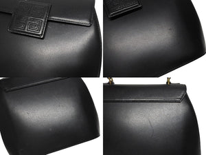 GIVENCHY ジバンシー レザー 初期 ケリー型 ハンドバッグ ブラック 黒 ゴールド金具 ロゴ ステッチ 手持ち 鞄 美品 中古 4b005178