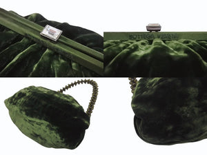 BOTTEGAVENETA ボッテガヴェネタ ハンドバッグ パーティーバッグ がま口 ベルベット グリーン 美品 中古 4b005180