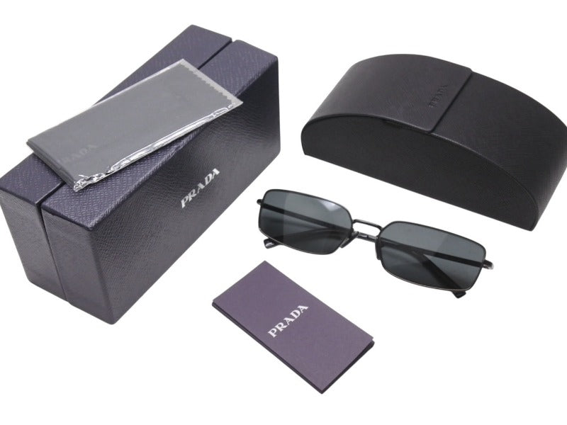 極美品 PRADA プラダ スクエア サングラス アイウェア SPRA60 1AB-5S0 サイズ59◻︎16 140 ブラック 中古 4b005186