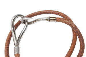 HERMES ジャンボチョーカー ネックレス 2連ブレスレット レザー ブラウン シルバー金具 美品 中古 4b005192