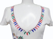 Load image into Gallery viewer, 極美品 Christian Dior クリスチャンディオール Vネック半袖Tシャツ 5E16155952 サイズ36 ミラー フラワー 刺繍 ガリアーノ期 中古 4b005201