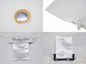 極美品 Christian Dior クリスチャンディオール Vネック半袖Tシャツ 5E16155952 サイズ36 ミラー フラワー 刺繍 ガリアーノ期 中古 4b005201