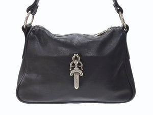 新品同様 CHROME HEARTS クロムハーツ チキンナゲットスモール ショルダーバッグ ダガー レザー シルバー925 ブラック 中古 4b005205