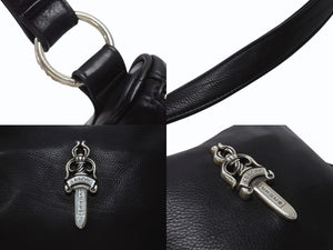 新品同様 CHROME HEARTS クロムハーツ チキンナゲットスモール ショルダーバッグ ダガー レザー シルバー925 ブラック 中古 4b005205