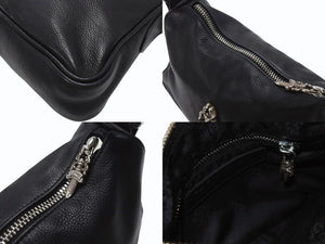 新品同様 CHROME HEARTS クロムハーツ チキンナゲットスモール ショルダーバッグ ダガー レザー シルバー925 ブラック 中古 4b005205
