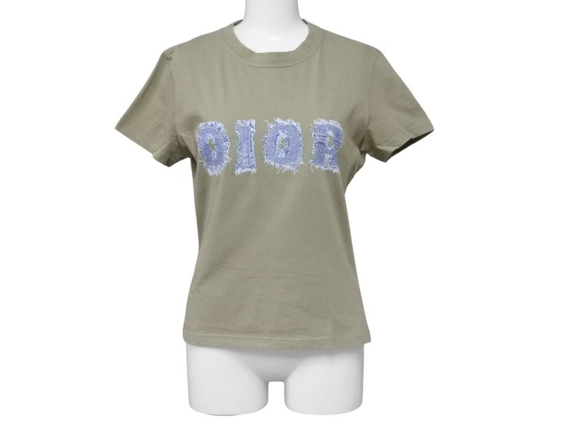 Christian Dior - ChristianDior クリスチャンディオール 半袖Tシャツ 3P16155024 サイズ40 デニムロゴ プリント カーキ ガリアーノ期 美品 中古 4b005208 ChristianDior クリスチャンディオール 半袖Tシャツ 3P16155024