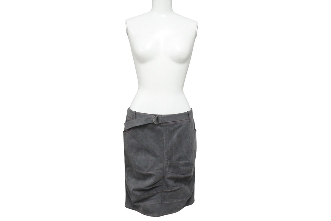 極美品 Christian Dior クリスチャンディオール デニムスカート 3E12033591 サイズ38 ベルテッドデザイン ステッチ ガリアーノ期 中古 4b005215