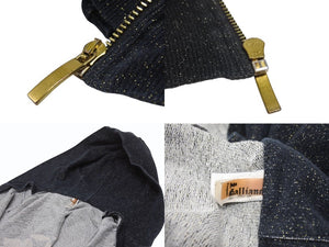 John Galliano ジョンガリアーノ ドルマンスリーブ ジップアップフーディー パーカー サイズXS ラメ ブラック系 美品 中古 4b005218