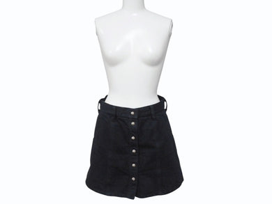 CHROME HEARTS クロムハーツ デニムスカート サイズM クロスボールボタン シルバ−925 ブラック 美品 中古 4b005222