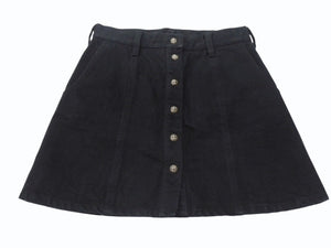 CHROME HEARTS クロムハーツ デニムスカート サイズM クロスボールボタン シルバ−925 ブラック 美品 中古 4b005222