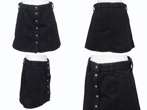 CHROME HEARTS クロムハーツ デニムスカート サイズM クロスボールボタン シルバ−925 ブラック 美品 中古 4b005222