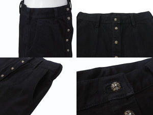 CHROME HEARTS クロムハーツ デニムスカート サイズM クロスボールボタン シルバ−925 ブラック 美品 中古 4b005222