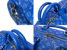 Load image into Gallery viewer, 極美品 LOUIS VUITTON ルイヴィトン ボストンバッグ キーポルバンドリエール 50 M45428 ブルー ホワイト シルバー金具 4b005229