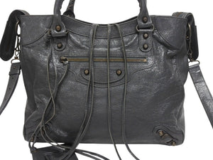 BALENCIAGA バレンシアガ クラシックヴェロ 2WAYバッグ ハンドバッグ ショルダーバッグ 235216 グレー 美品 中古 4b005230