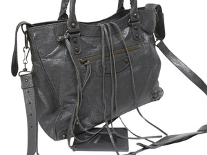 BALENCIAGA バレンシアガ クラシックヴェロ 2WAYバッグ ハンドバッグ ショルダーバッグ 235216 グレー 美品 中古 4b005230
