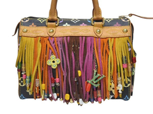 LOUIS VUITTON ルイヴィトン 村上隆 スピーディ25 フラーンジュ フリンジ M40114 モノグラムマルチ ブラック 美品 中古 4b005231