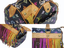 Load image into Gallery viewer, LOUIS VUITTON ルイヴィトン 村上隆 スピーディ25 フラーンジュ フリンジ M40114 モノグラムマルチ ブラック 美品 中古 4b005231