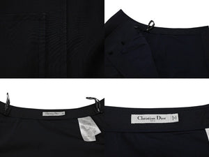 Christian Dior クリスチャンディオール ラップスカート 7C21308A1335 サイズ34 ネイビー コットン エラスタン 美品 中古 4b005235