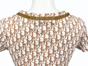 極美品 Christian Dior クリスチャンディオール 半袖VネックTシャツ 5P12044610 サイズ38 トロッター リボン ガリアーノ期 中古 4b005236