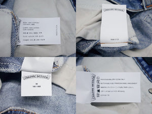 新品未使用 CHROME HEARTS クロムハーツ × LEVI'S リーバイス セメタリークロスパッチ デニムパンツ ジーンズ サイズ36 ブルー 中古 4b005237