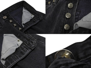 極美品 CHROME HEARTS クロムハーツ × LEVI'S リーバイス セメタリークロスパッチ デニムパンツ ジーンズ サイズ28 ブラック 20パッチ 中古 4b005238