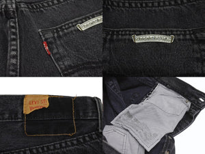 極美品 CHROME HEARTS クロムハーツ × LEVI'S リーバイス セメタリークロスパッチ デニムパンツ ジーンズ サイズ28 ブラック 20パッチ 中古 4b005238